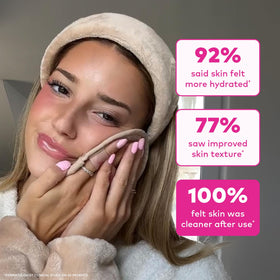 Washed and dried safely in a machine for reusable skincare sessions.