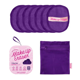 MakeUp Eraser Queen Purple 7-Day Set packaging for easy water-based makeup removal