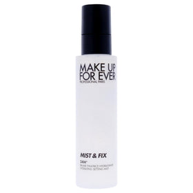 Make Up For Ever Mist and Fix cap detail showing premium packaging and alcohol-free formula.