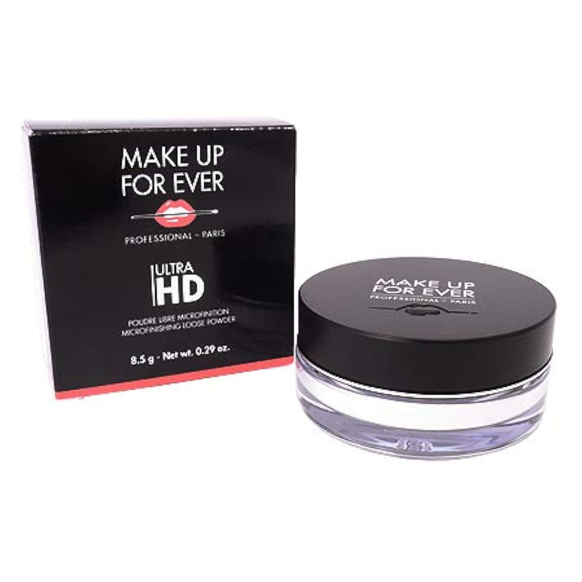 Make Up For Ever Ultra HD translucent loose powder bottle for a breathable, silky finish.