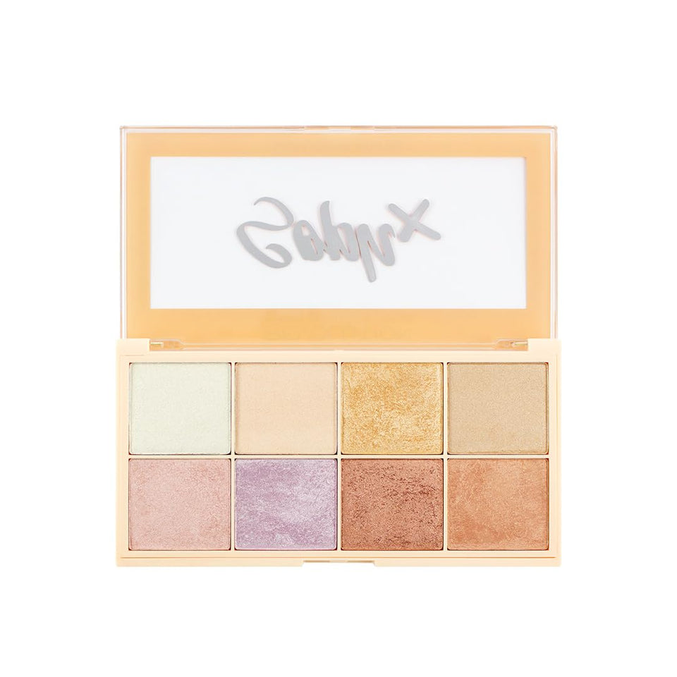 Makeup Revolution Soph X highlighter palette swatches show versatile glow on skin