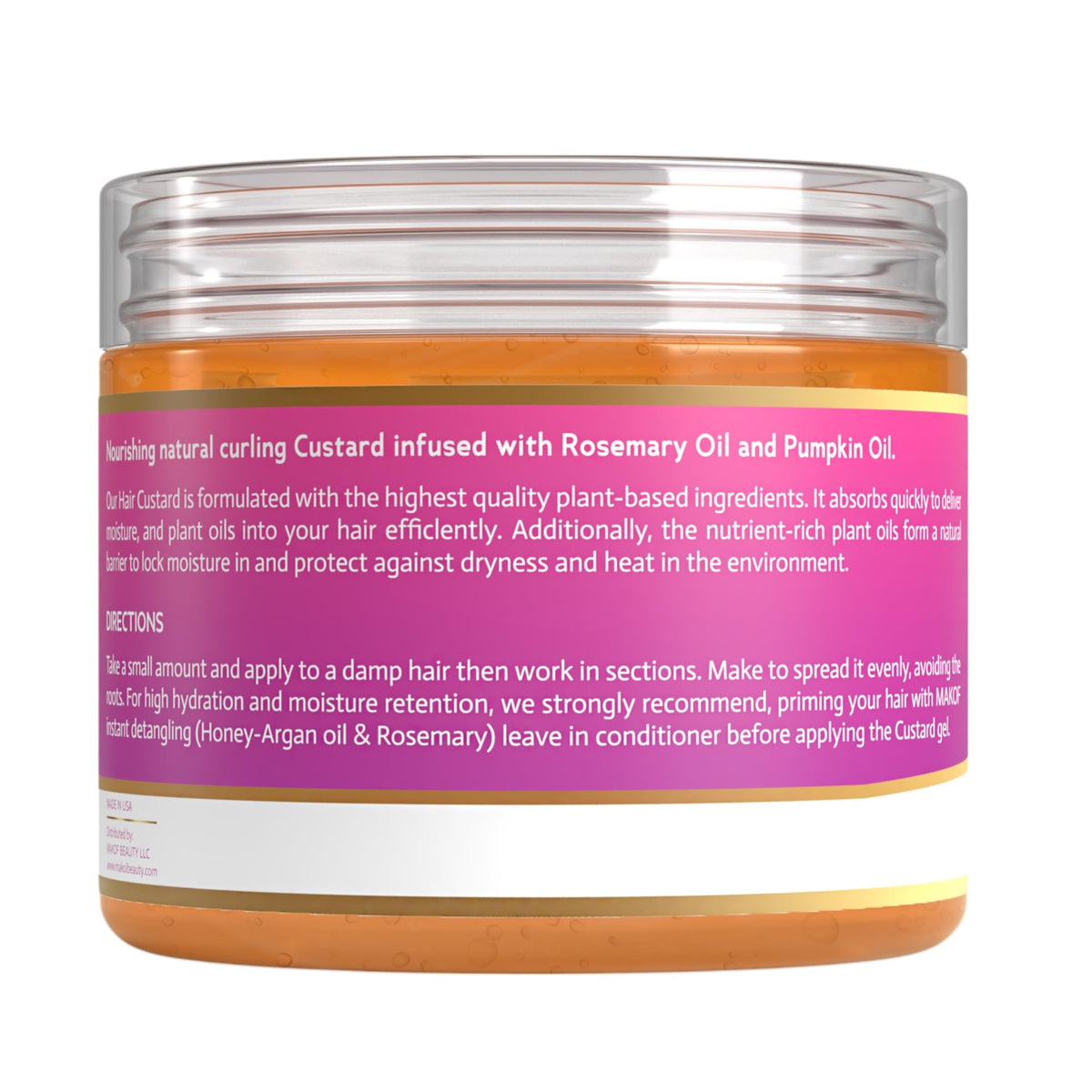 MAKOF BEAUTY 12 oz curl styling bottle displayed for long-lasting hold.