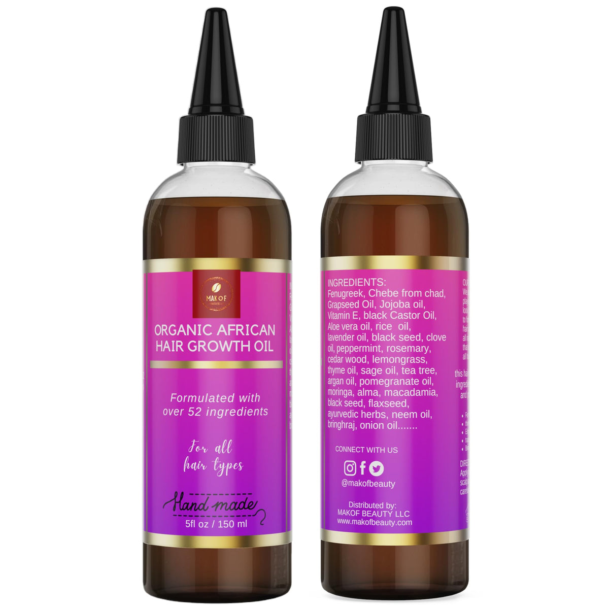 Makof Beauty Chebe Hair Growth Oil used on edges for growth support