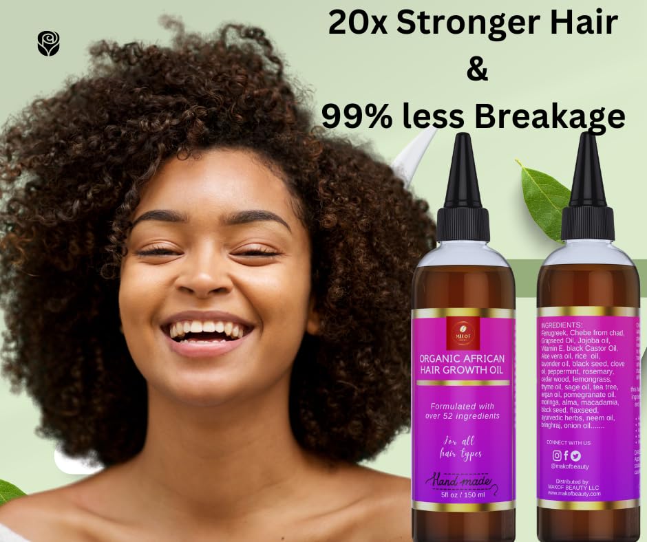 Makof Beauty Chebe Hair Growth Oil being applied with hands for edge care