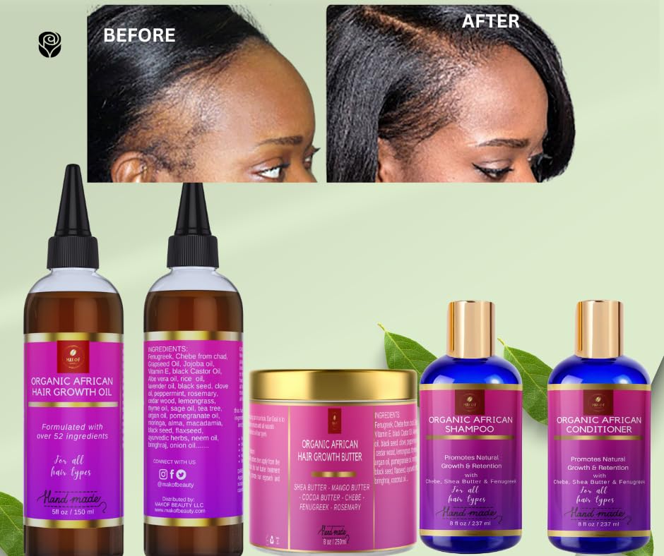 Makof Beauty Chebe Hair Growth Oil ingredients including fenugreek and rosemary