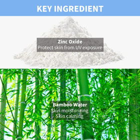 Calming Bamboo Water and Calamine in MAKEPREM soothe sensitive skin.