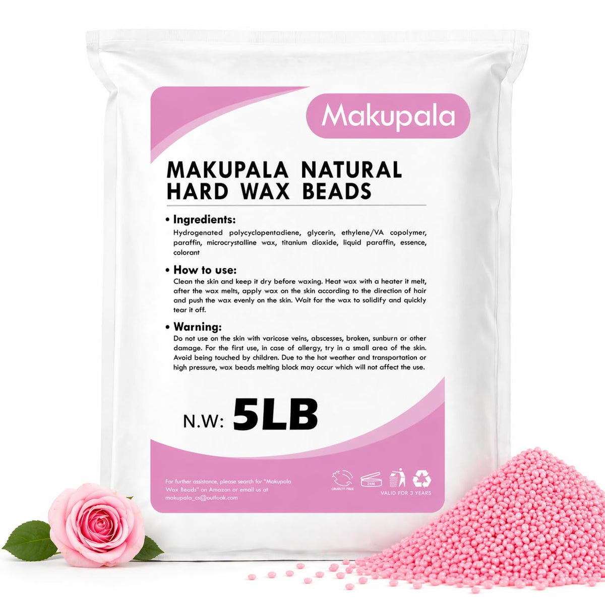Makupala 5LB bulk hard wax beads ready for salon use