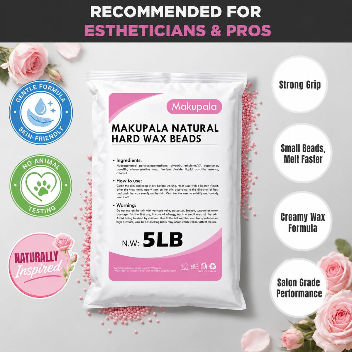 Makupala fine beads melt quickly for smooth results
