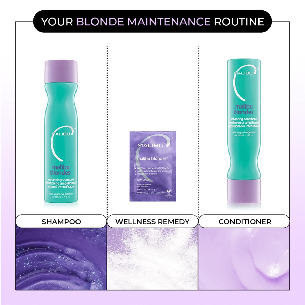 Malibu C Blondes Enhancing Conditioner pump for easy, mess-free application