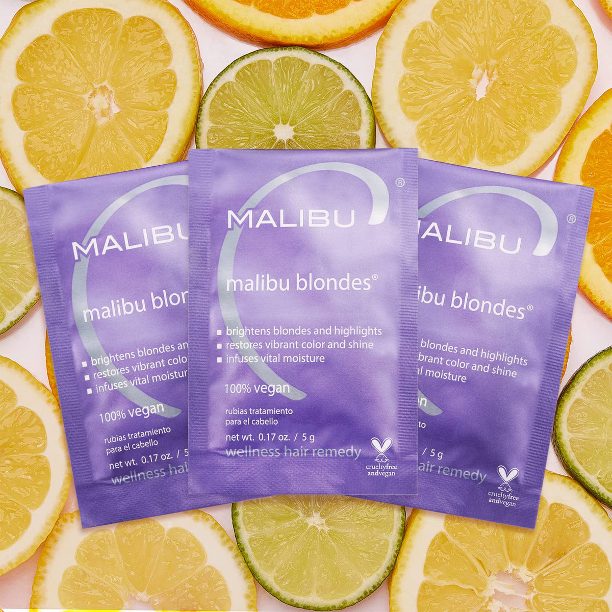 Malibu C Blondes Wellness Remedy applied to damp hair for enhanced moisture and shine.