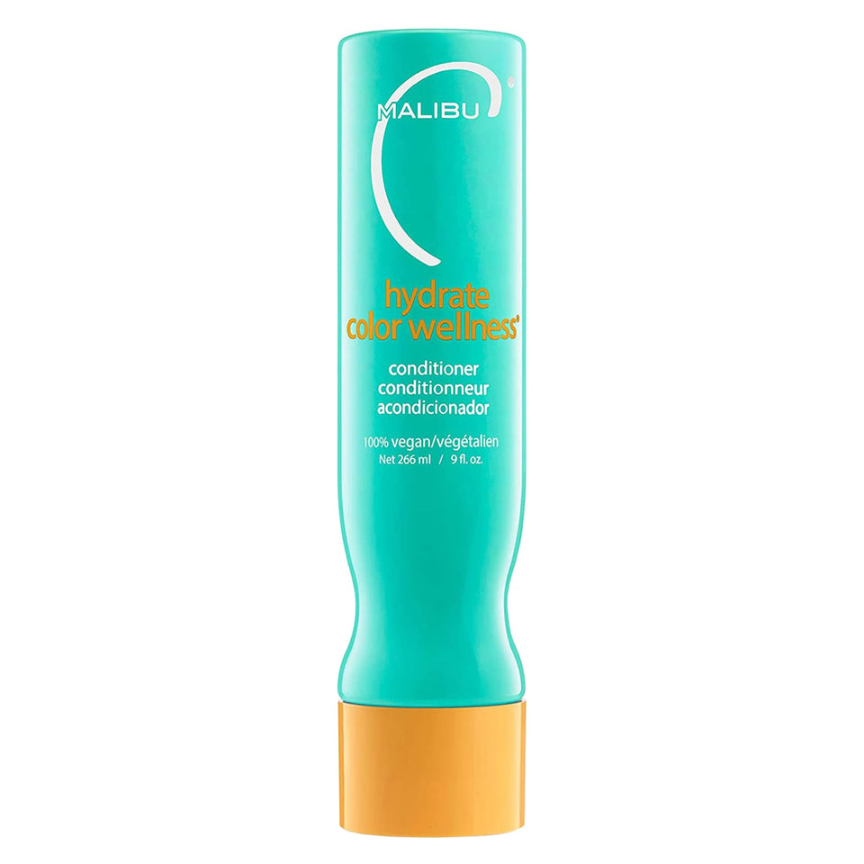 Malibu C Hydrate conditioner bottle showing color-safe hydration for vibrant hair