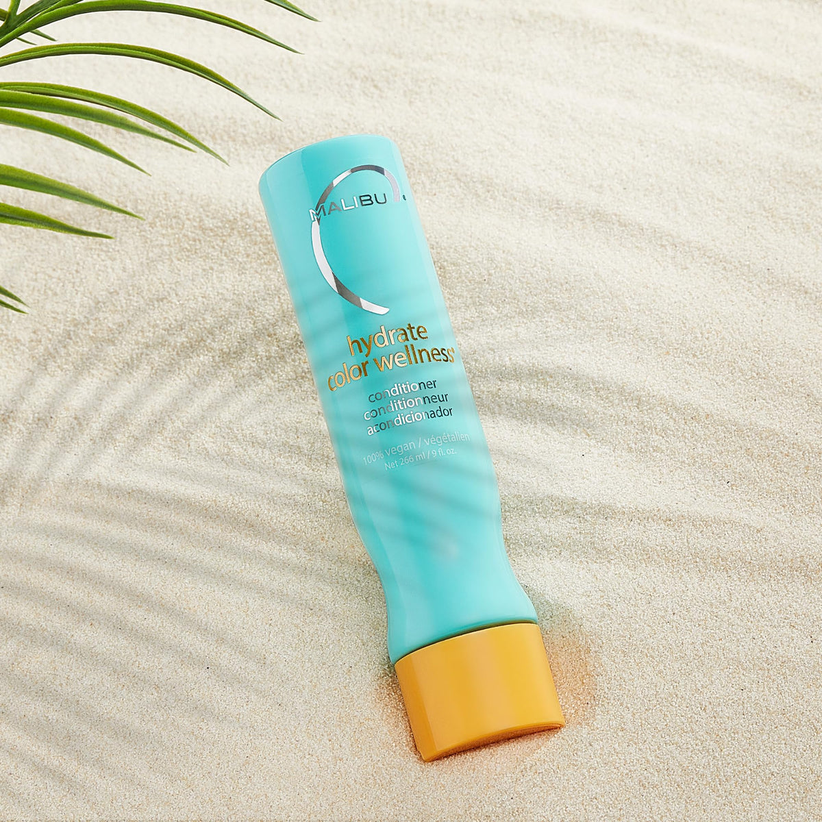 Malibu C Hydrate label close-up highlighting vegan, sulfate-free color protection