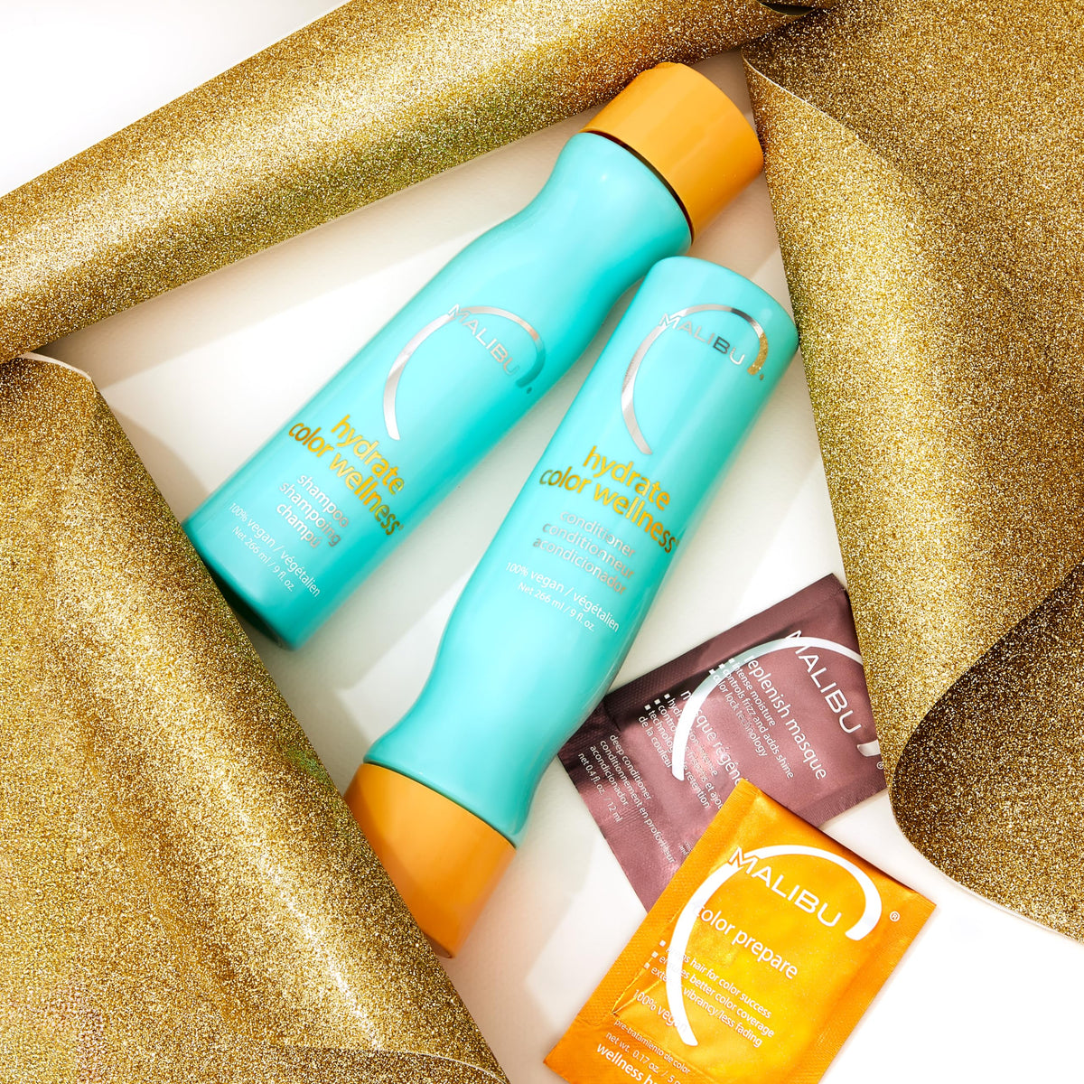 Part of a color care system with Replenish Masque and Malibu C