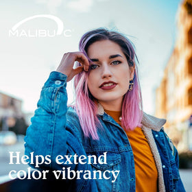 Close-up on color vibrancy focus in Malibu C Hydrate Color Wellness Duo