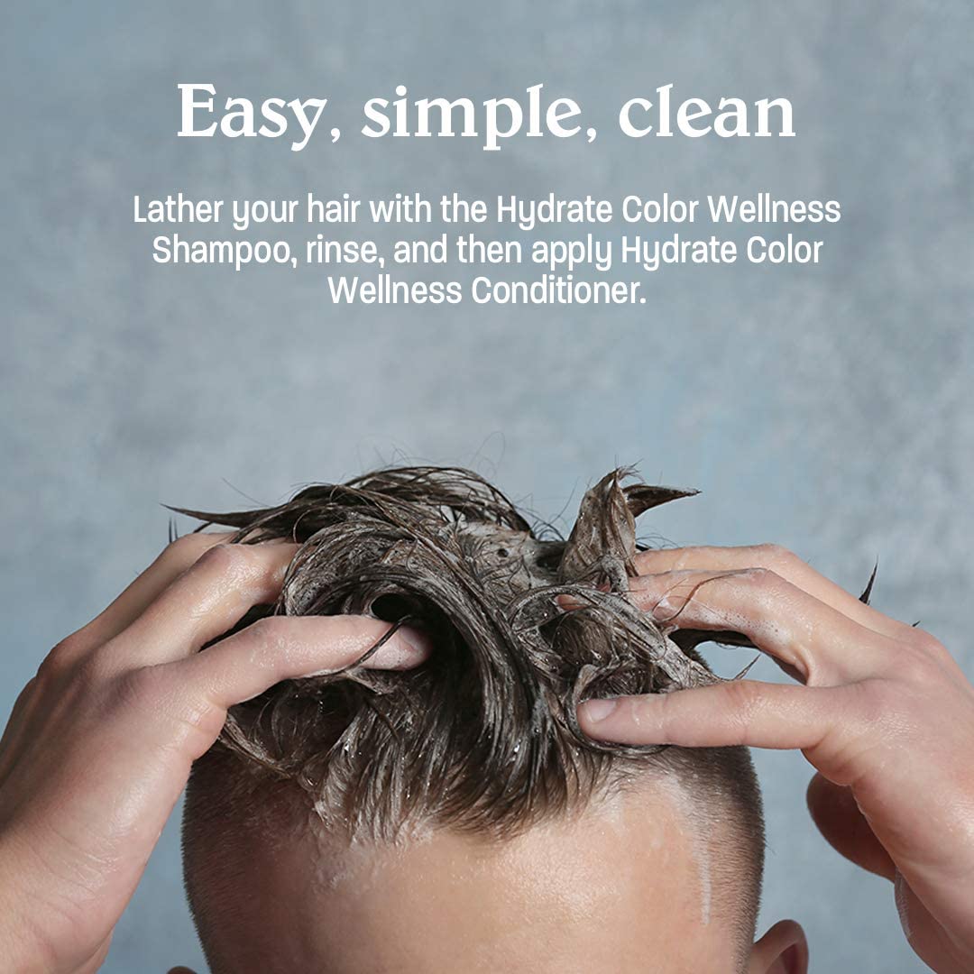 Malibu C Hydrate Color Wellness Shampoo vegan vitamin complex supports moisture retention in color-treated hair.