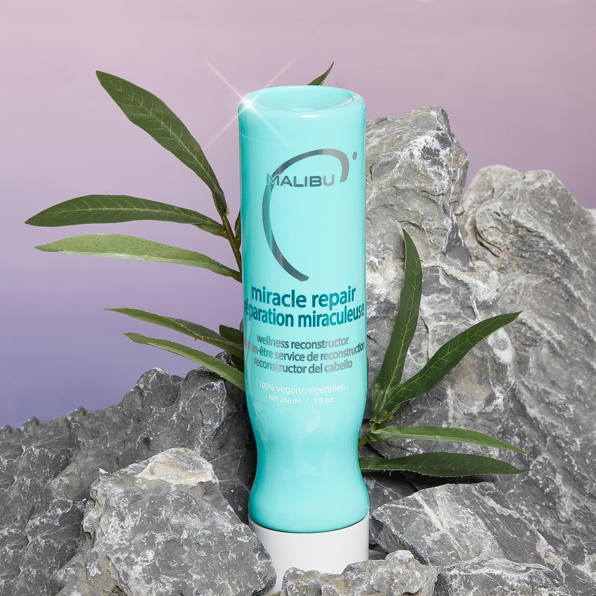 Malibu C Miracle Repair jar closeup highlights nourishing mask for weakened strands