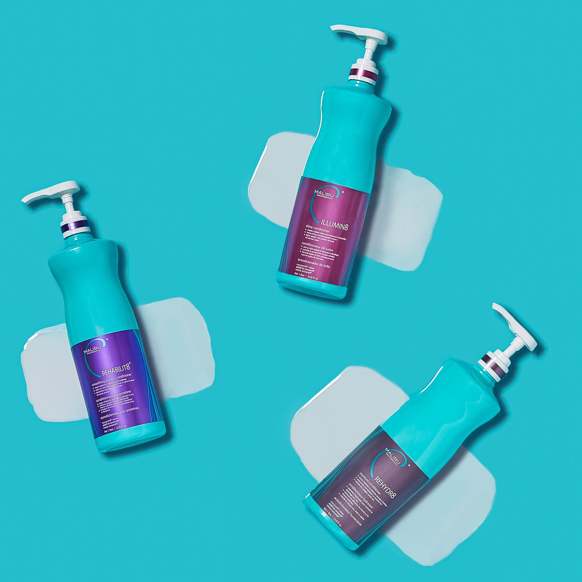 Applying Malibu C Rehabilit8 conditioner during wash to boost softness.