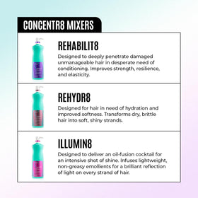 Ingredients label highlighting plant-based proteins and fruit oils for hair nourishment.
