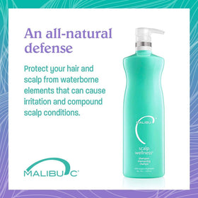 Malibu C Scalp Wellness Shampoo ingredients graphic emphasizes spearmint and menthol benefits.