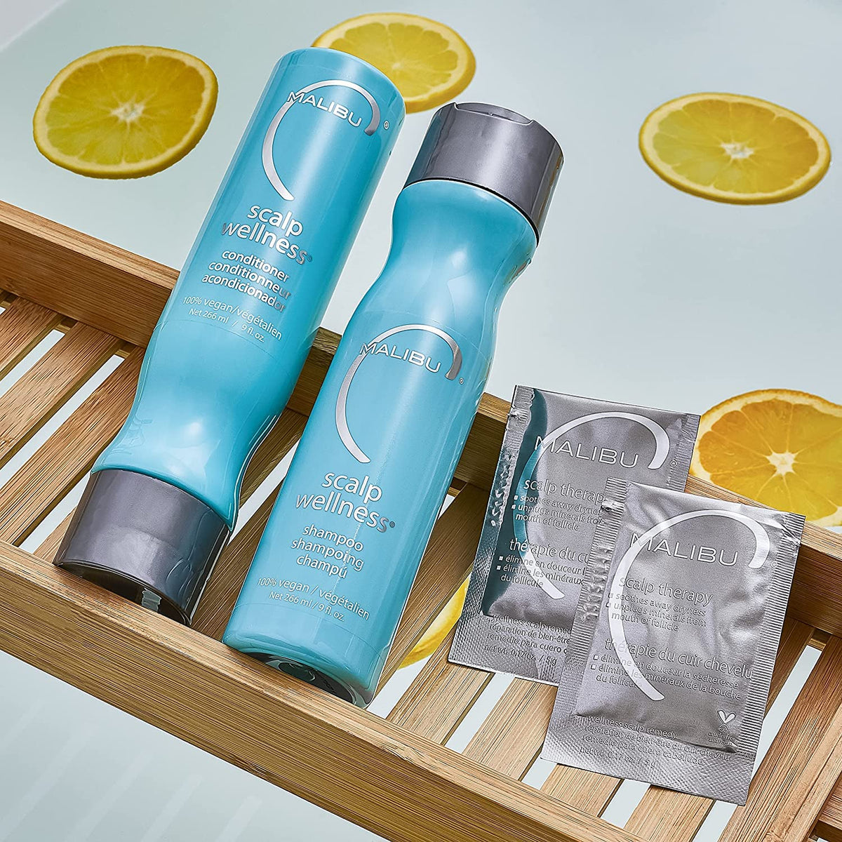 Malibu C sulfate-free surfactant technology visual suggests gentle, irritation-free cleansing.