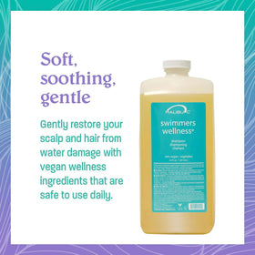 Malibu C Swimmers Wellness Shampoo lather closeup highlighting cleansing action after pool exposure.