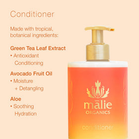 Malie Mango Nectar Conditioner bottle pour for easy application.
