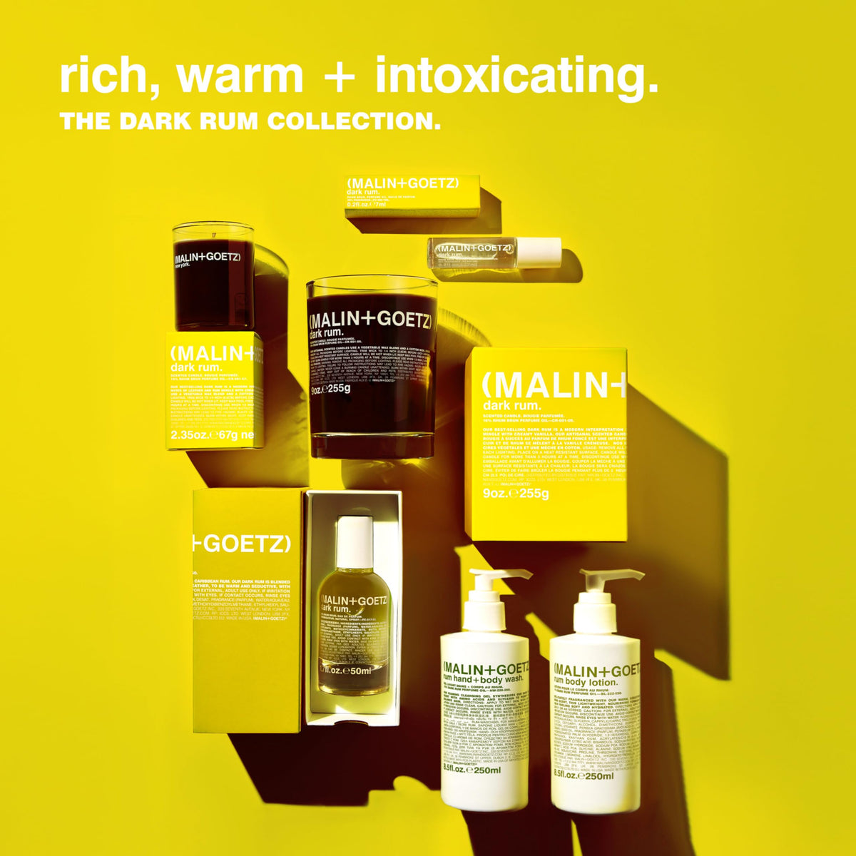 MALIN+GOETZ Dark Rum minimalist glass bottle reflecting modern fragrance aesthetics