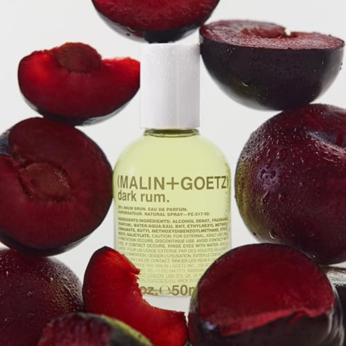 MALIN+GOETZ Dark Rum packaging highlighting vegan and cruelty-free values