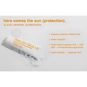 MALIN+GOETZ SPF 30 texture close-up reveals lightweight gel-cream that absorbs quickly.