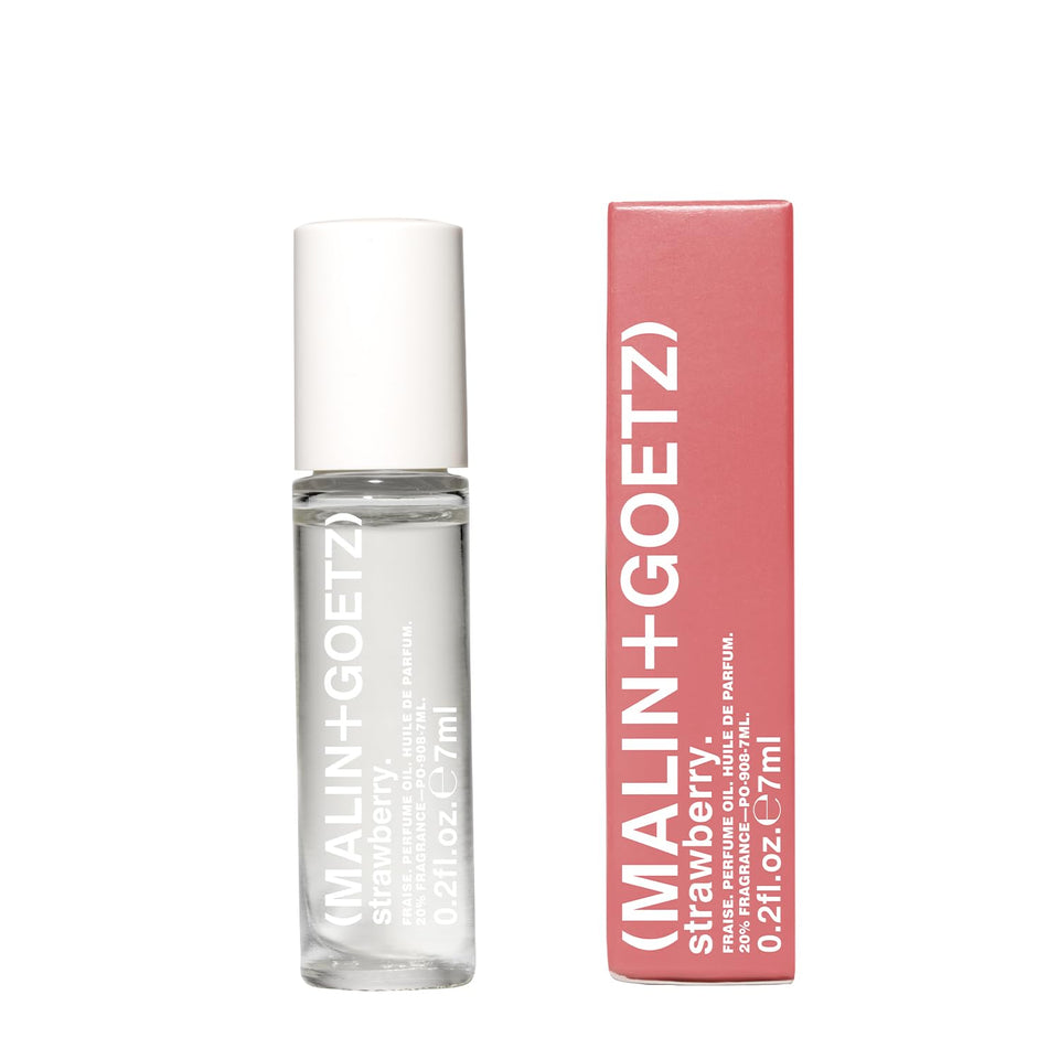 MALIN+GOETZ Strawberry Perfume Oil top notes with bergamot and pink pepper for a bright opening