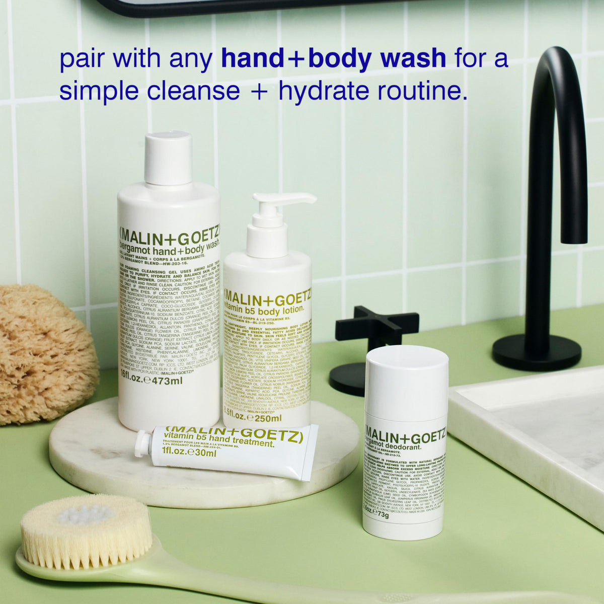 MALIN+GOETZ bergamot-scented lotion offers refreshing daily use