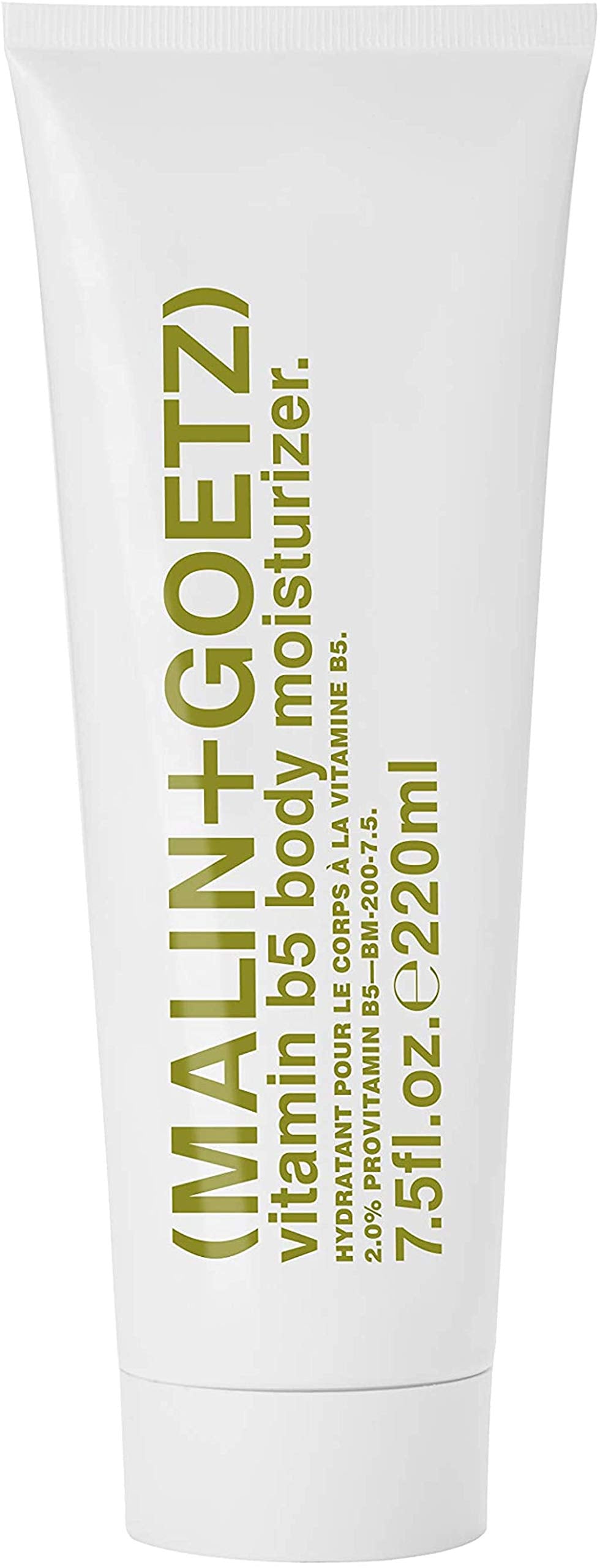 MALIN+GOETZ Vitamin B5 Body Moisturizer bottle front, offering fast-absorbing hydration.
