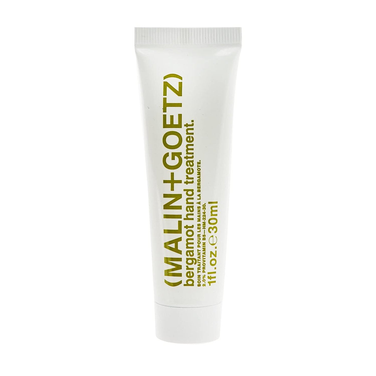 Malin+Goetz Vitamin B5 Hand Treatment tube close-up for travel hydration
