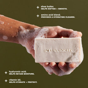 MALIN+GOETZ Vitamin B5 Hydrating Bar Rum close-up highlights creamy texture and hydrating cushion