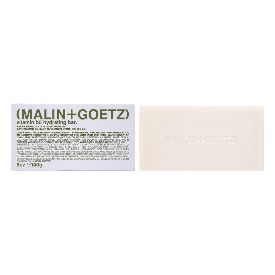 MALIN+GOETZ Vitamin B5 Hydrating Bar Rum top view shows dense lather for gentle cleansing