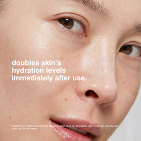 Hyaluronic retention closeup on Malin+Goetz moisturizer demonstrates deep moisture retention.