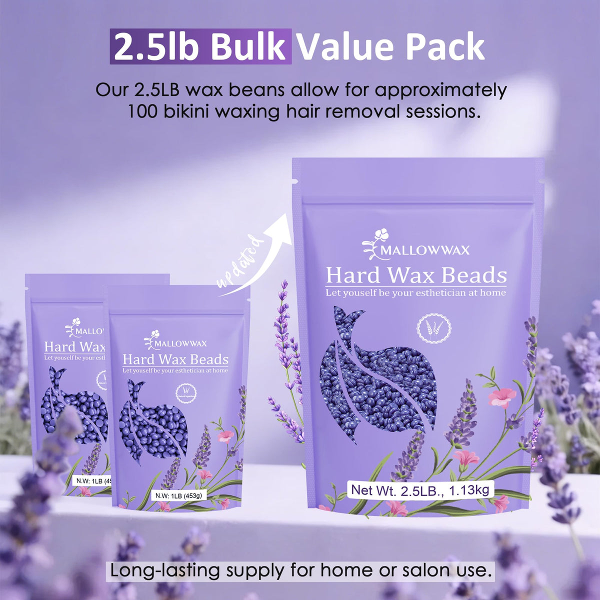 Mallowwax beads melting for controlled, low-temperature application.