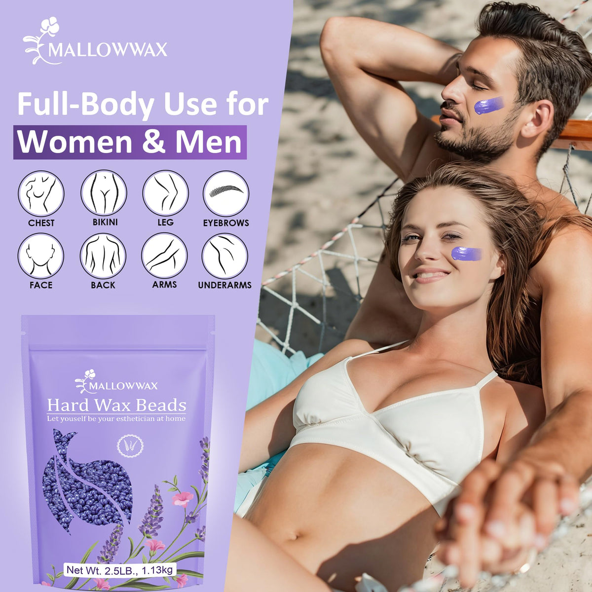 Mallowwax Brazilian waxing with firm grip and clean removal.