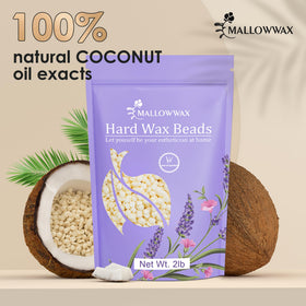 Mallowwax hard wax beads melting at low temperature for gentle application.