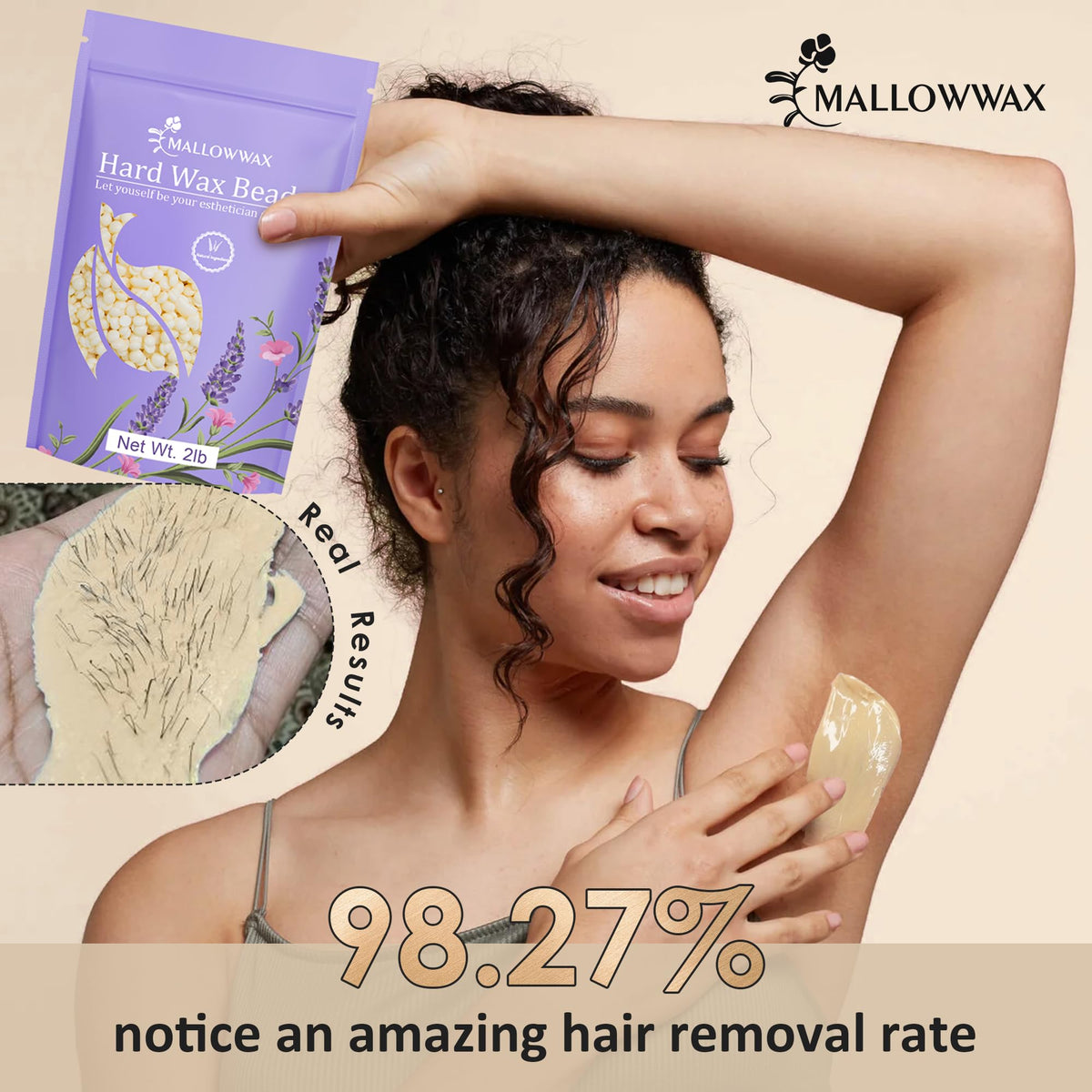 Mallowwax stripless wax ready for smooth application without strips.