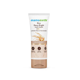 MAMAEARTH Rice Dewy Bright Face Wash bottle ready for daily cleansing.