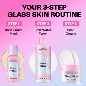 MAMONDE Flora Glow Rose Daily Liquid Mask rose glow closeup suggests dewy radiance.