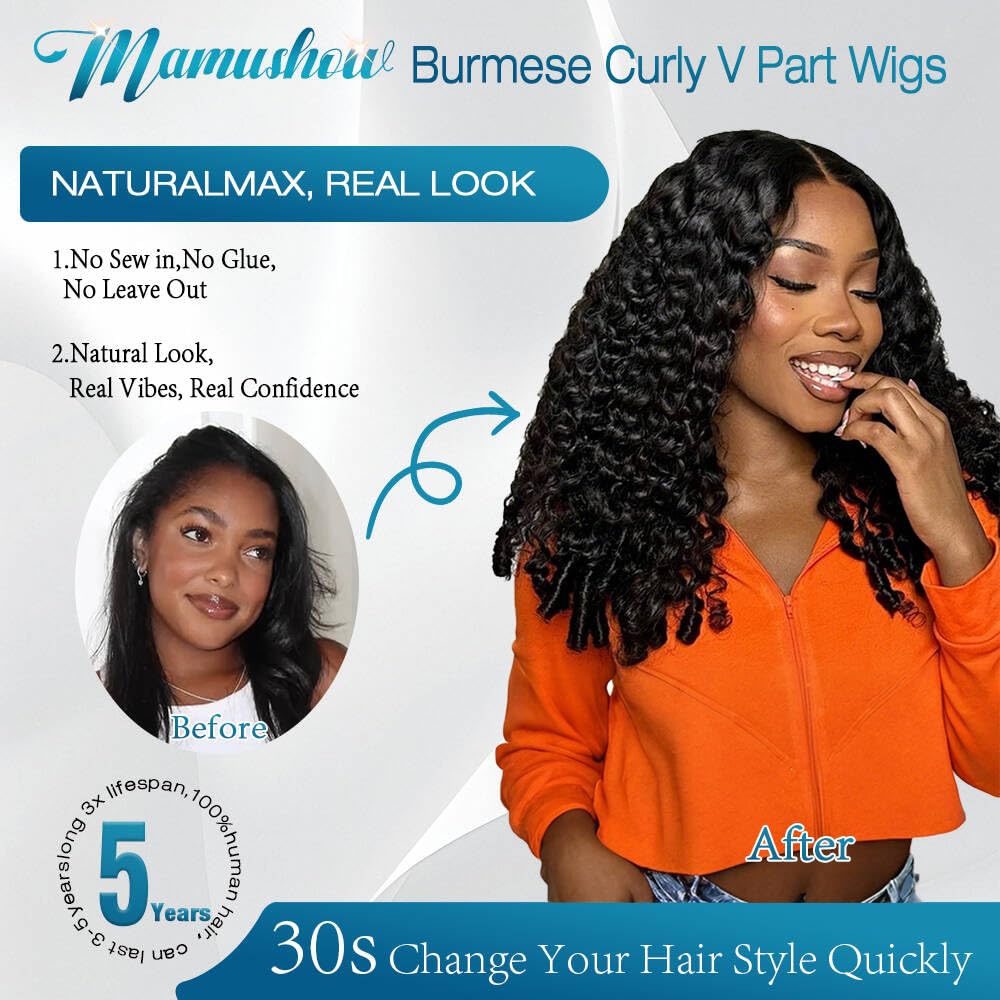 Mamushow Burmese curly texture closeup highlights natural bounce and depth.