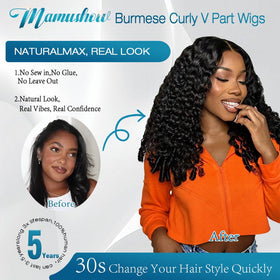 Mamushow Burmese curly texture closeup highlights natural bounce and depth.