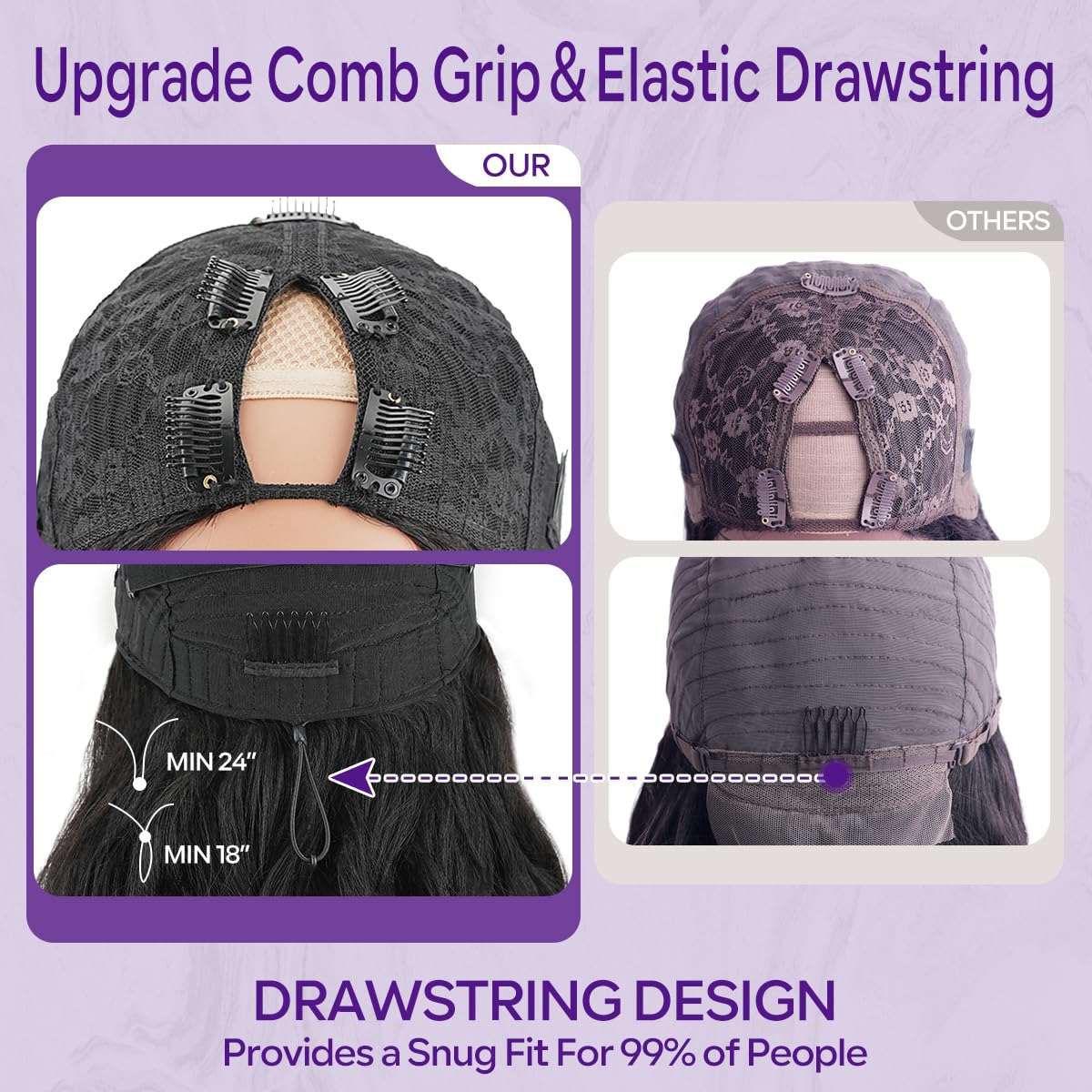 Mamushow front clip and side comb design prevents slipping during daily wear.