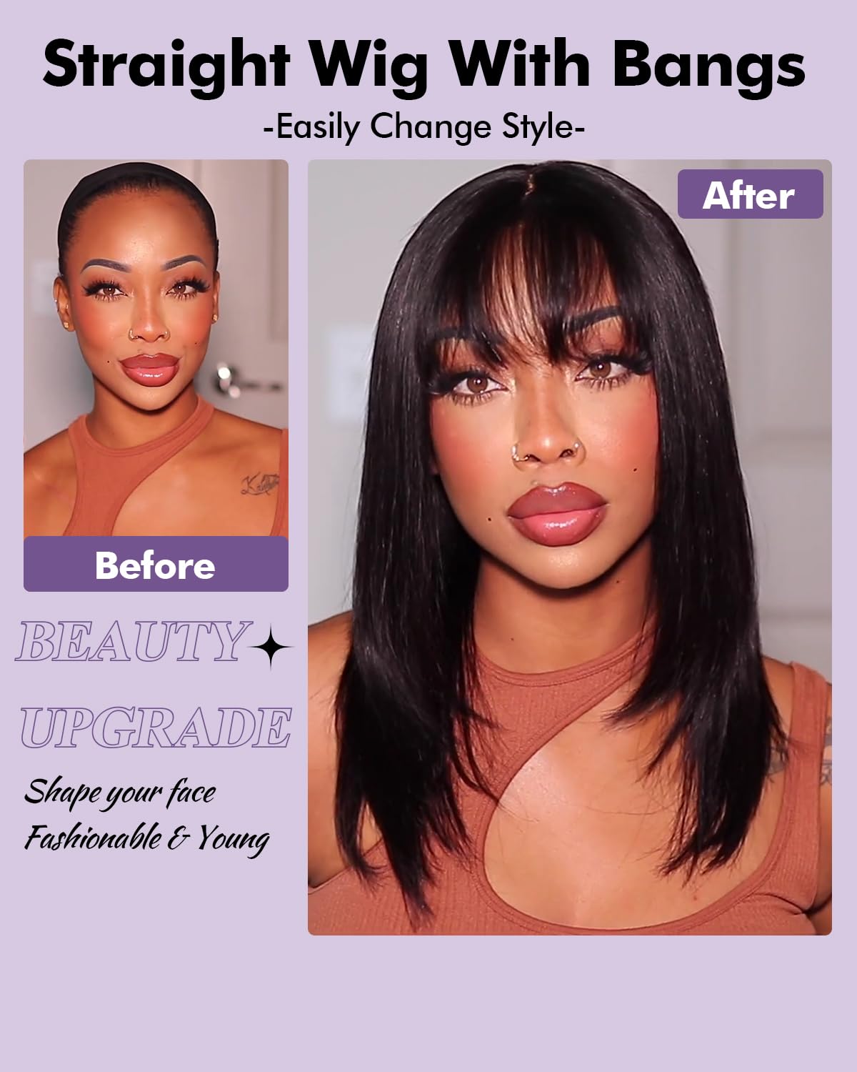 Mamushow glueless wear-and-go wig in 18 inch for quick styling