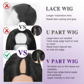 Mamushow V Part wig blends with your own hair for seamless look