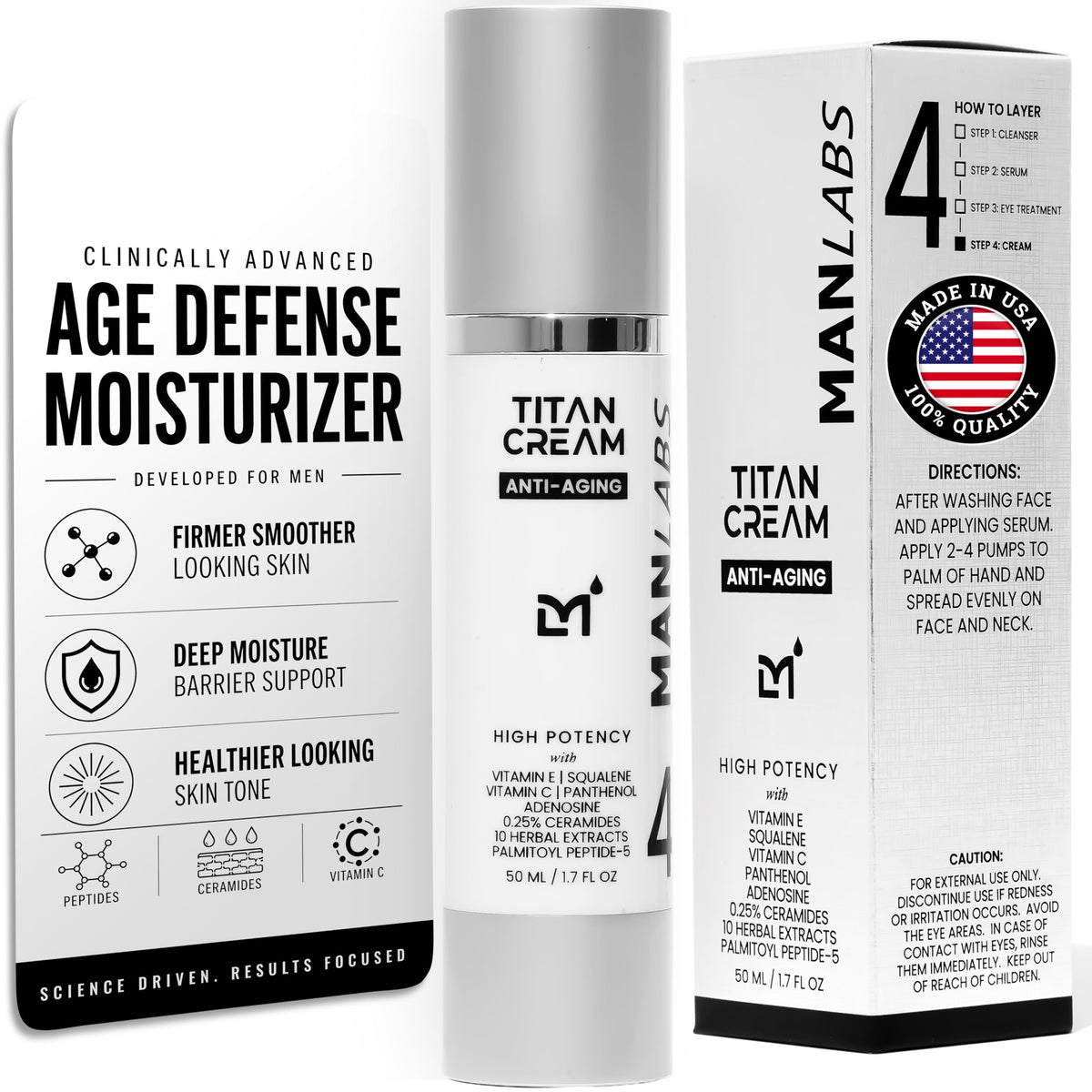 Man Labs Titan bottle hydrates and refreshes skin.
