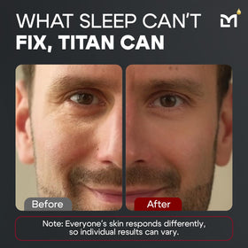 Man Labs Titan Peptide Cooling Eye Serum two-month supply box ideal for routine.