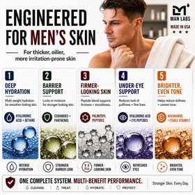 Man Labs Titan skincare kit packaging includes four-step routine for daily care.